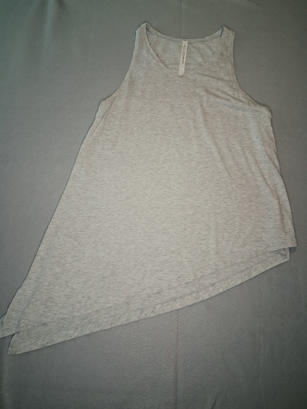 Lululemon Size 10 Light Heather Gray Pima Cotton Asymmetrical Tank Top Sleeveles - Picture 5 of 9